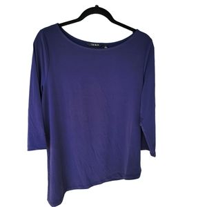 Navy Blue Stretchy Asymmetrical IMAN Blouse Size Large